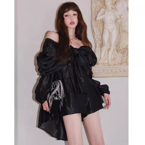 Vapetix S-XL  Shipped 2025 spring and autumn fashion new gentle wind sweet bow design feeling loose shoulder – Bild 8