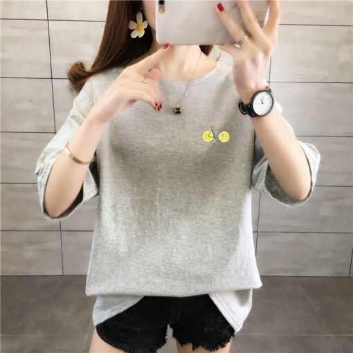 Vapetix S-3XL  Loose shoulder-falling 200g pure cotton rear edge short-sleeved T-shirt printed - Pilt 2