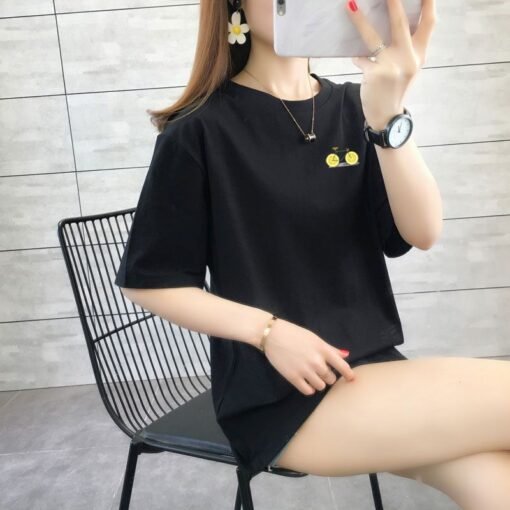 Vapetix S-3XL  Loose shoulder-falling 200g pure cotton rear edge short-sleeved T-shirt printed - Pilt 5