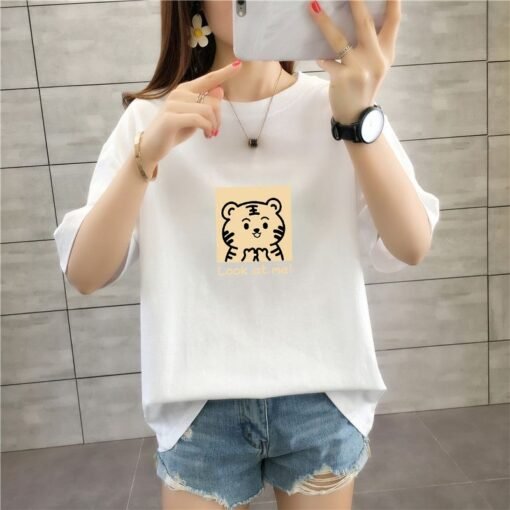 Vapetix S-3XL  Loose shoulder-falling 200g pure cotton rear edge short-sleeved T-shirt printed - Pilt 2