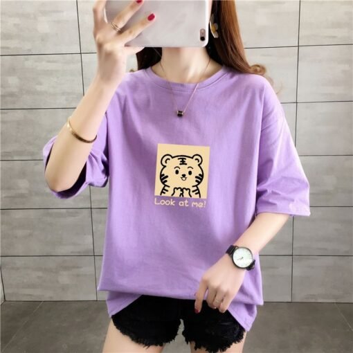 Vapetix S-3XL  Loose shoulder-falling 200g pure cotton rear edge short-sleeved T-shirt printed - Pilt 3