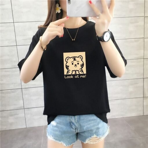 Vapetix S-3XL  Loose shoulder-falling 200g pure cotton rear edge short-sleeved T-shirt printed - Pilt 4