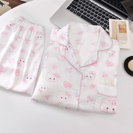Vapetix M-XXL  Shaoxing -2025 Pajamas Women's New Ice Silk Cartoon Cute Short Sleeve Shorts Can Wear Two-Piece Hom - 图片 2