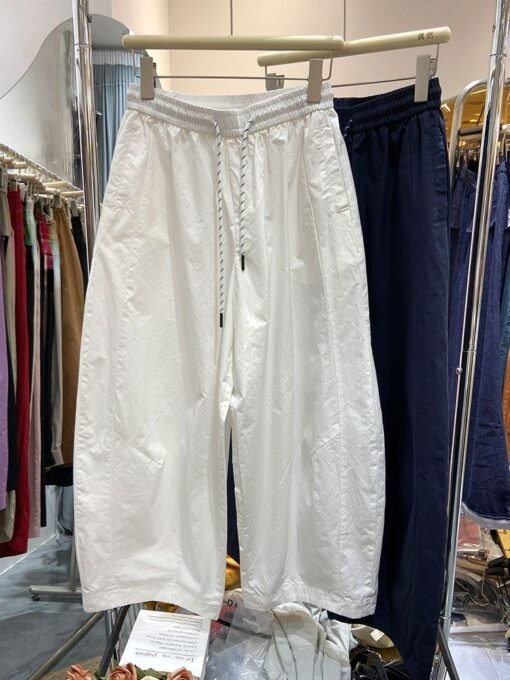 Vapetix S-2XL  European Casual Loose Wide Leg Pants Women's Summer High Waist Slimming Straight Pants Small Nine-p