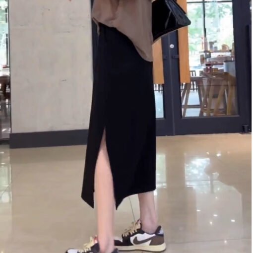 Vapetix M-4XL  Pear Shape Figure plus size High Waist Slimming Black Skirt Women's Spring and Summer New Stretch L