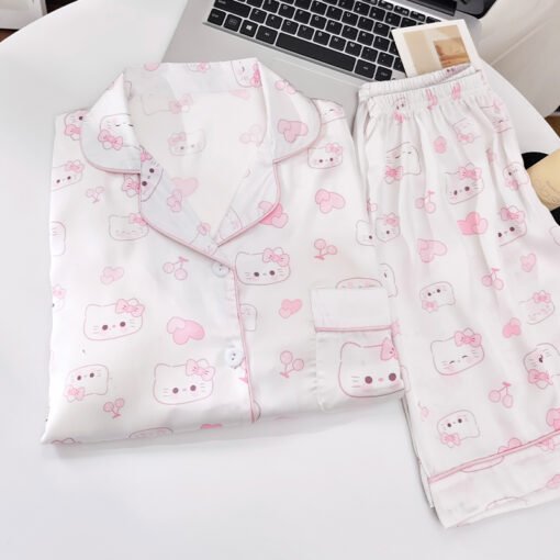 Vapetix M-XXL  Shaoxing -2025 Pajamas Women's New Ice Silk Cartoon Cute Short Sleeve Shorts Can Wear Two-Piece Hom - 图片 5