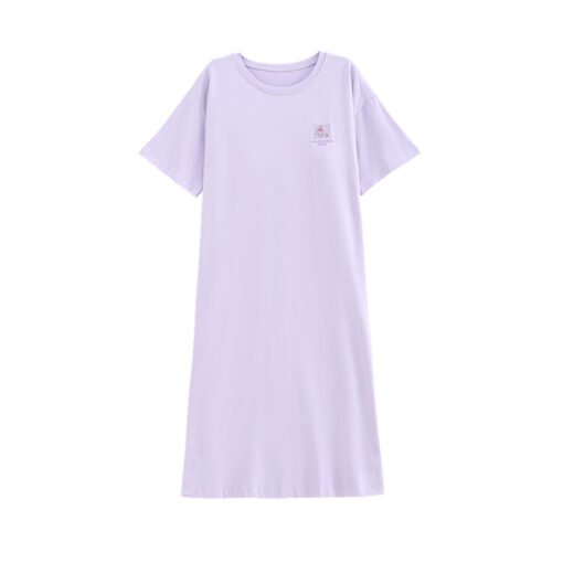 Vapetix 160(M)-175(XXL)  With Chest Pad Cool Cotton Short-sleeved Nightgown Pullover Casual Simple Pure Cotton Pull-up Cotto