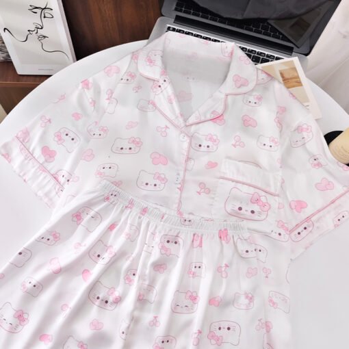 Vapetix M-XXL  Shaoxing -2025 Pajamas Women's New Ice Silk Cartoon Cute Short Sleeve Shorts Can Wear Two-Piece Hom - 图片 3