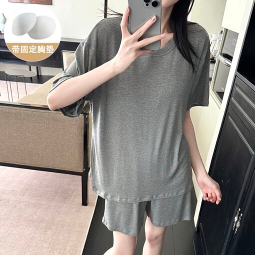 Vapetix M-XXL  Shaoxing -2025 Pajamas Women's Cotton Crewneck Short Sleeve Shorts Solid Color Outer Wear Home Wear