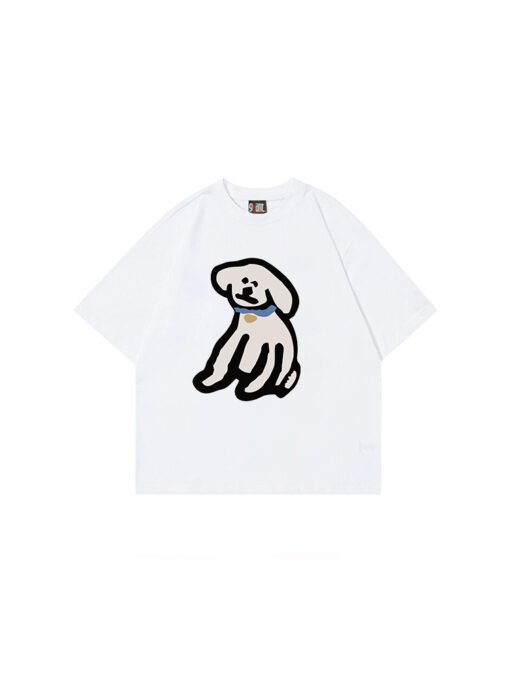 Vapetix S-3XL  【Tmall/Recommended】Heavy 230g double yarn pure cotton combed tightly puppy pattern printed short-sl – Bild 3