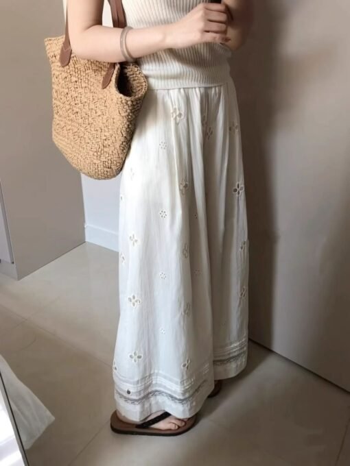 Vapetix S-2XL  Lace Stitching Hollow-out Design Sense Casual Pants Women's Summer New Loose High Waist Slimming St