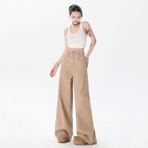 Vapetix XS-XL  Real shot of 2025 spring and summer fashion trend casual pants for women high waist drooping wide-l - Billede 2