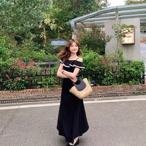 Vapetix Universal code-Universal code  Small girl with slim temperament and fashionable design long dress 2025 summer suspender little bla - Kuva 5