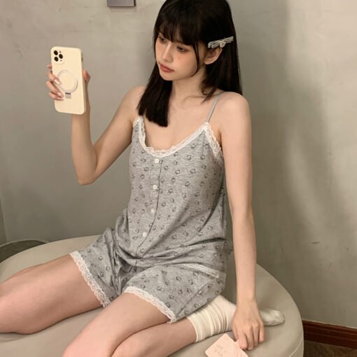 Vapetix M-XXL  Shaoxing -2025 Pajamas Women's Modal Sling Shorts Can Wear Two-Piece Suit – Bild 3