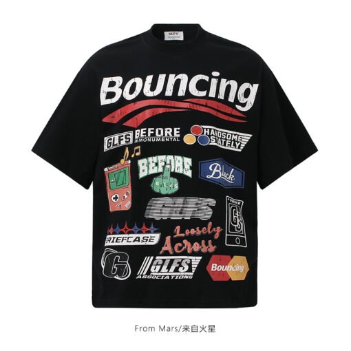 Vapetix S-3XL  【Tmall/Recommended】Heavy 230g double yarn pure cotton combed tightly trendy letter printed short-sl - 图片 2