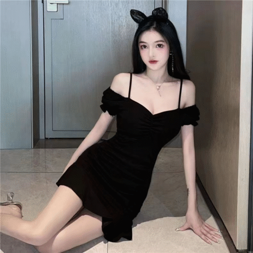 Vapetix S-XL  2025 New dress Spring and Summer Tight Waist Figure Ruffled Pure Desire Small Hip Sling Skirt