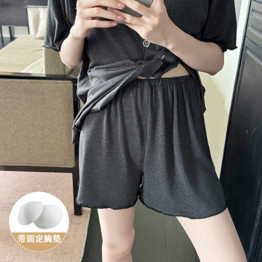 Vapetix M-XXL  Red Peach Fruit# With Fixed Chest Pad Summer Pajamas Women's Colored Cotton Pull Rack Lace Casual C - 图片 3