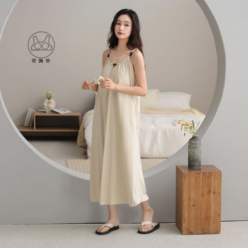 Vapetix 160(M)-175(XXL)  With Chest Pad Cool Cotton Sling Nightgown Pullover Casual Sexy Cotton Rack Cotton Girl's Vest dres – Bild 5
