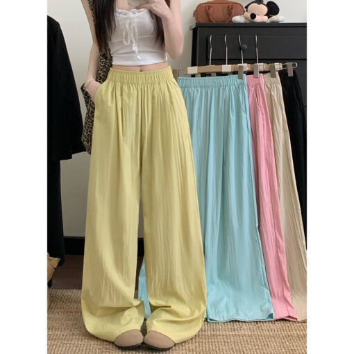 Vapetix S-XL  Real shot!  2025 summer new elastic waist slimming casual pants for women loose wide-leg pants