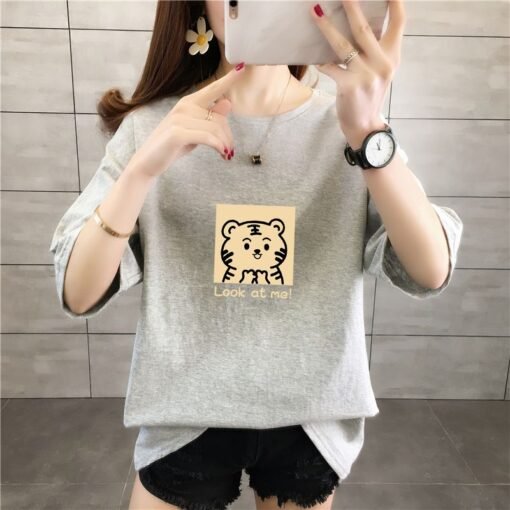 Vapetix S-3XL  Loose shoulder-falling 200g pure cotton rear edge short-sleeved T-shirt printed
