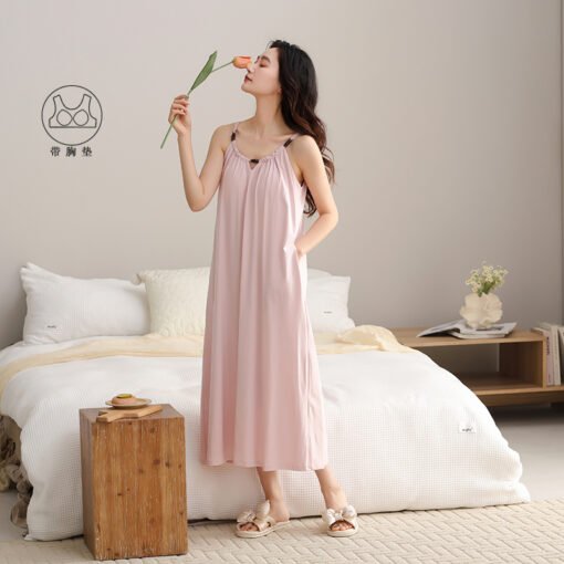 Vapetix 160(M)-175(XXL)  With Chest Pad Cool Cotton Sling Nightgown Pullover Casual Sexy Cotton Rack Cotton Girl's Vest dres – Bild 2
