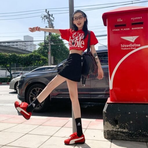 Vapetix XS-XL  Real shot of 2025 spring and summer retro high-waist drawstring short skirt slack a-line skirt skir - 图片 5