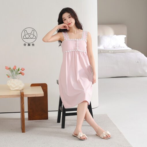 Vapetix 160(M)-175(XXL)  With Chest Pad Cool Cotton Sling Nightgown Pullover Casual Sexy Cotton Bracket Cotton Girl Sleevele - Afbeelding 5