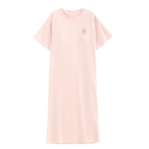 Vapetix 160(M)-175(XXL)  With Chest Pad Cool Cotton Short-sleeved Nightgown Pullover Casual Simple Pure Cotton Pull-up Cotto