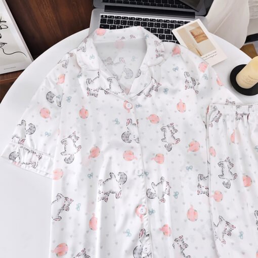 Vapetix M-XXL  Shaoxing -2025 Pajamas Women's New Ice Silk Cartoon Cute Short Sleeve Shorts Can Wear Two-Piece Hom