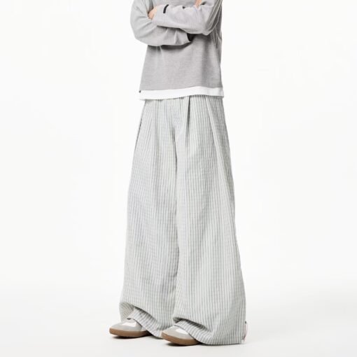 Vapetix S-XXL  Trendy Ins Simple Japanese Striped Wide Leg Casual Pants Lazy Trousers Harajuku New Fashion - 图片 2