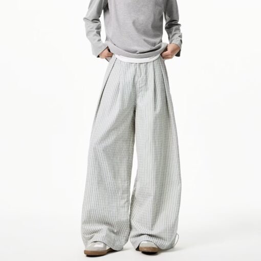 Vapetix S-XXL  Trendy Ins Simple Japanese Striped Wide Leg Casual Pants Lazy Trousers Harajuku New Fashion - 图片 3