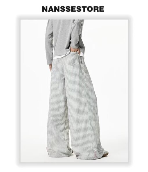 Vapetix S-XXL  Trendy Ins Simple Japanese Striped Wide Leg Casual Pants Lazy Trousers Harajuku New Fashion - 图片 7