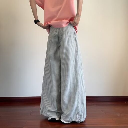 Vapetix S-XXL  Japanese Striped Wide Leg Casual Pants Men's and Women's Summer Thin Lazy Relaxation High Waist Nic