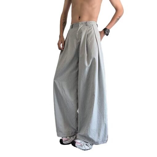 Vapetix S-XXL  Japanese Striped Wide Leg Casual Pants Men's and Women's Summer Thin Lazy Relaxation High Waist Nic - 图片 4