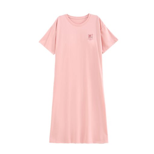Vapetix 160(M)-175(XXL)  With Chest Pad Cool Cotton Short-sleeved Nightgown Pullover Casual Simple Pure Cotton Pull-up Cotto