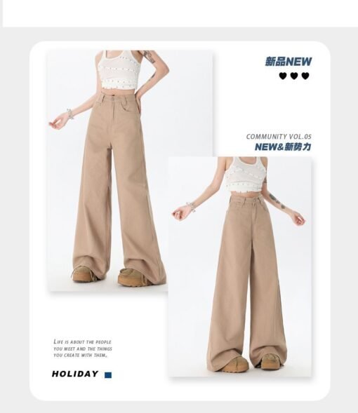 Vapetix XS-XL  Real shot of 2025 spring and summer fashion trend casual pants for women high waist drooping wide-l - Billede 4
