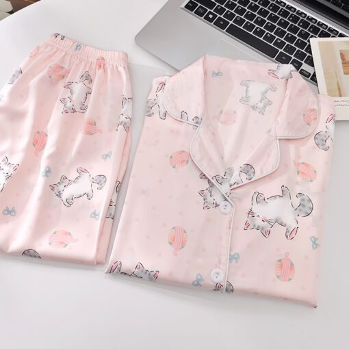 Vapetix M-XXL  Shaoxing -2025 Pajamas Women's New Ice Silk Cartoon Cute Short Sleeve Shorts Can Wear Two-Piece Hom - 图片 3