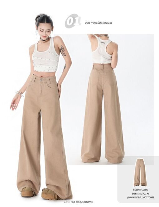 Vapetix XS-XL  Real shot of 2025 spring and summer fashion trend casual pants for women high waist drooping wide-l - Billede 5