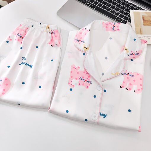 Vapetix M-XXL  Shaoxing -2025 Pajamas Women's New Ice Silk Cartoon Cute Short Sleeve Shorts Can Wear Two-Piece Hom - 图片 4