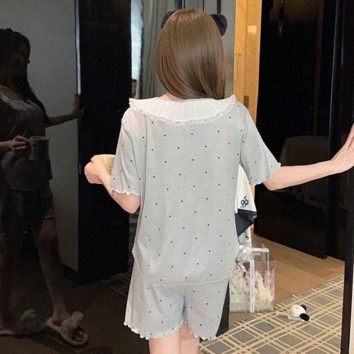 Vapetix M-XXL  XYQM-Pajamas Women's Summer Thin Short-sleeved Ice Silk Thread 2025 New Sweet Home Clothes suit Lac - Imagen 3