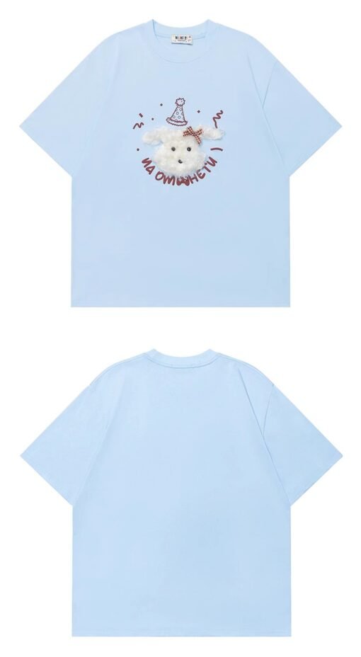 Vapetix S-3XL  【Tmall/Recommended】Heavy 230g double yarn pure cotton combed tightly puppy letter printed short-sle - 图片 2