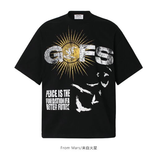Vapetix S-3XL  【Tmall/Recommended】Heavy 230g double yarn pure cotton combed tightly with bird letter printed short - 图片 3