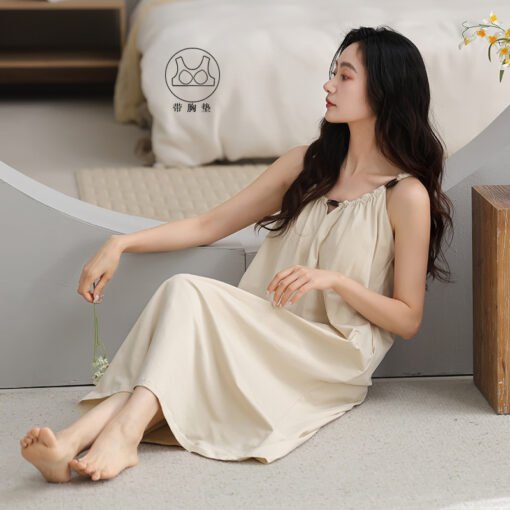 Vapetix 160(M)-175(XXL)  With Chest Pad Cool Cotton Sling Nightgown Pullover Casual Sexy Cotton Rack Cotton Girl's Vest dres – Bild 2