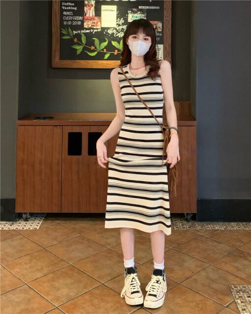 Vapetix One size fits all-One size fits all  Shipped vest skirt women's summer Korean version of 2025 new mid-length slim slim base sleeveless d