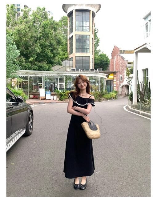 Vapetix Universal code-Universal code  Small girl with slim temperament and fashionable design long dress 2025 summer suspender little bla - Kuva 3