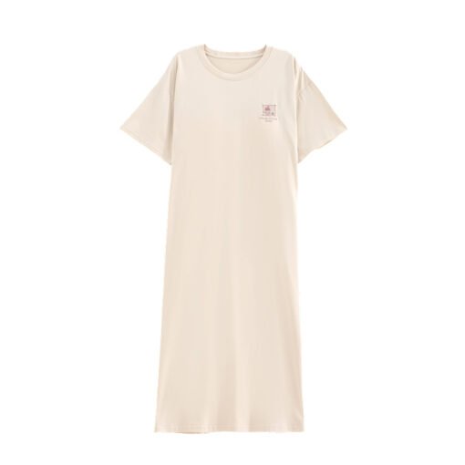 Vapetix 160(M)-175(XXL)  With Chest Pad Cool Cotton Short-sleeved Nightgown Pullover Casual Simple Pure Cotton Pull-up Cotto - Afbeelding 4
