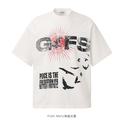 Vapetix S-3XL  【Tmall/Recommended】Heavy 230g double yarn pure cotton combed tightly with bird letter printed short - 图片 4