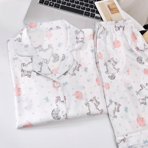 Vapetix M-XXL  Shaoxing -2025 Pajamas Women's New Ice Silk Cartoon Cute Short Sleeve Shorts Can Wear Two-Piece Hom - 图片 2