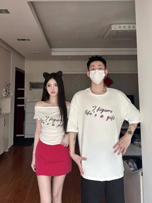 Vapetix S-XL  Different Couple Dress Summer Spice Girl Short Sleeve One Long One Short 2025 New Design Sense Nich - 图片 3