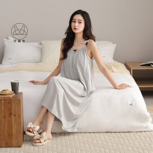 Vapetix 160(M)-175(XXL)  With Chest Pad Cool Cotton Sling Nightgown Pullover Casual Sexy Cotton Rack Cotton Girl's Vest dres – Bild 3
